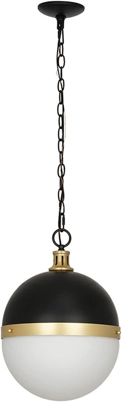 Photo 1 of Catalina 20588-001 Modern 2-Tone Round Glass Pendant Ceiling Light, 12 in, Matte Black and Gold
