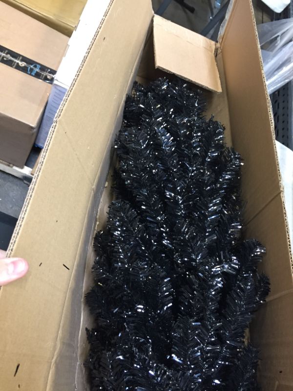 Photo 4 of 6 ft. Black Tinsel Artificial Christmas Tree