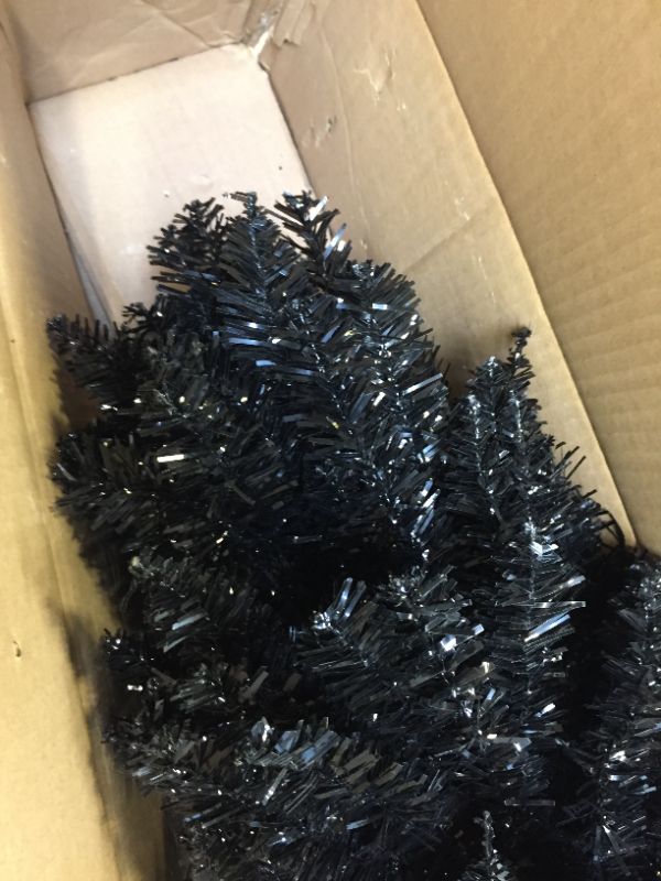 Photo 3 of 6 ft. Black Tinsel Artificial Christmas Tree