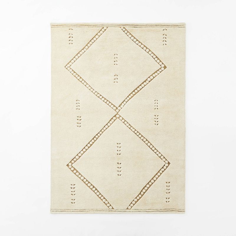 Photo 1 of 7'x10' Cedar Hills Plush Geo Print Rug Cream - Threshold™ Designed with Studio McGee
