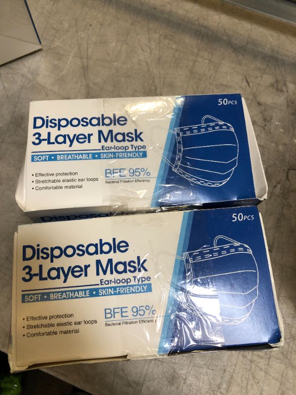 Photo 1 of 4 PK boxes of face masks (200 total)