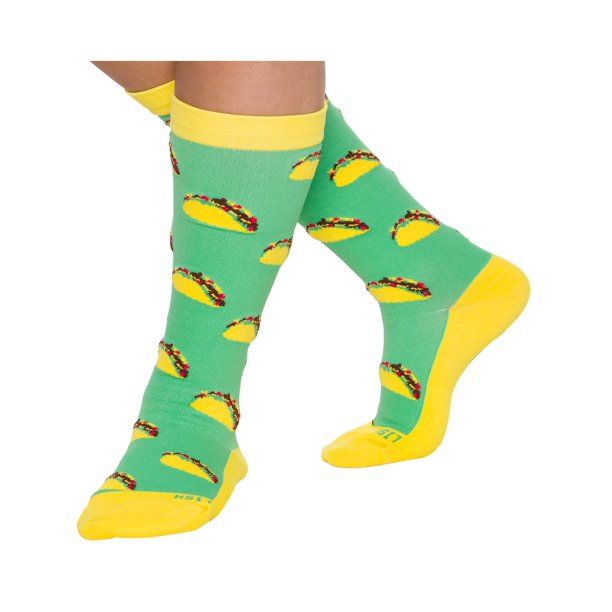 Photo 1 of Taco Print Wide Calf Compression Socks - Graduated 15-25 mmHg Knee High Food Themed Plus Size Support Stockings - LISH S/M 10 pcs 
