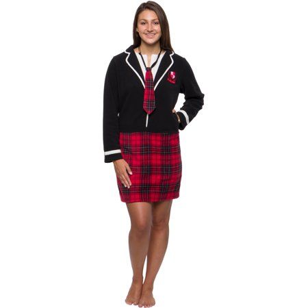 Photo 1 of School Girl Uniform Pajama Dress - Slim Fit One Piece Novelty Nerd Costume Romper by Funziez! (White, Small) 4 PK 
