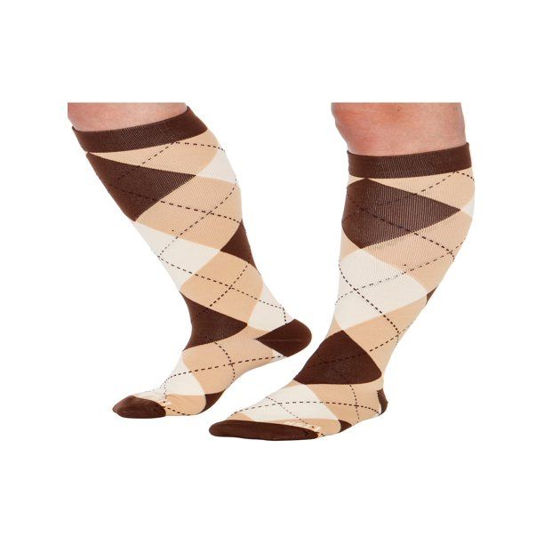 Photo 1 of LISH Argyle Wide Calf Compression Socks - Graduated 15-25 mmHg Knee High Plus Size Support Stockings M/L 10 PK 
