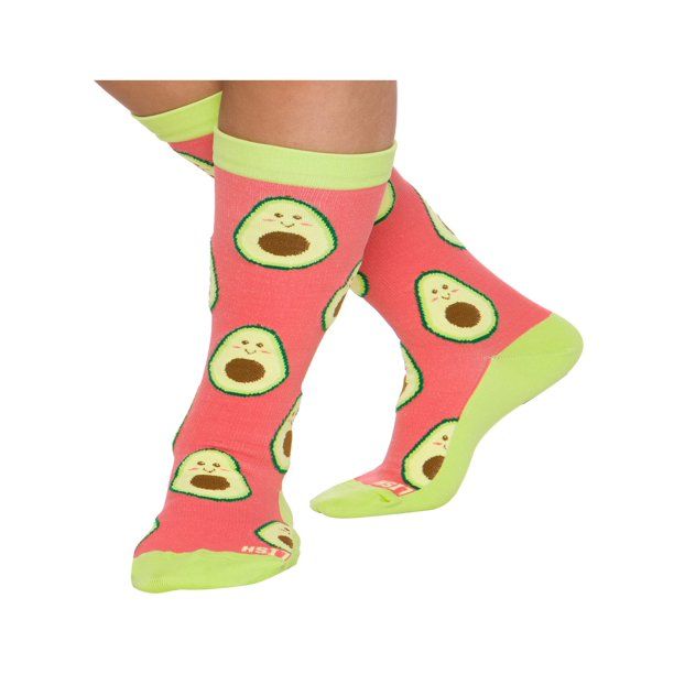 Photo 1 of Avocado Print Wide Calf Compression Socks - Graduated 15-25 mmHg Knee High Food Themed Plus Size Support Stockings - LISH S/M 10 PK