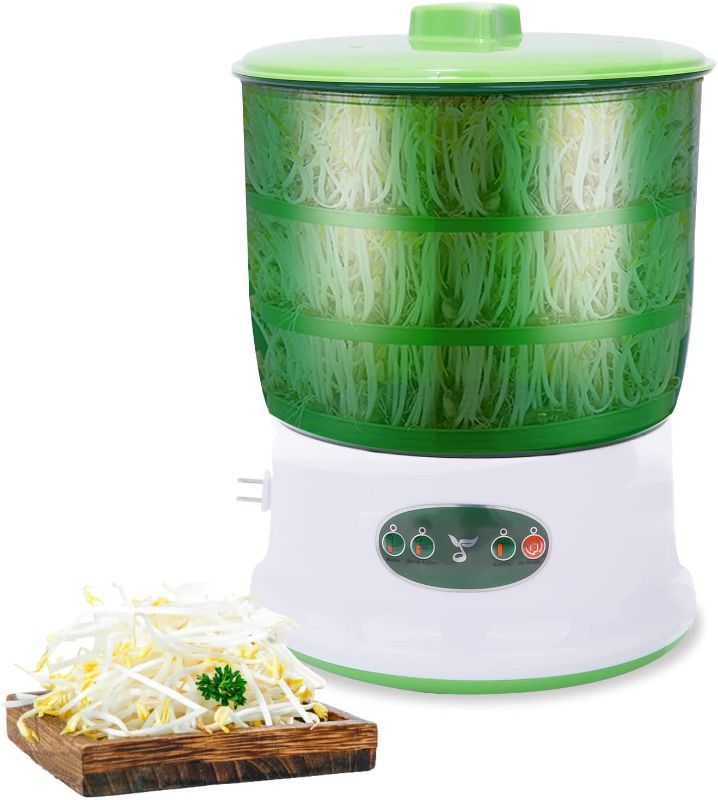 Photo 1 of Bean Sprouts Machine Automatic Bean Sprouts Maker 110V Seeds Sprouting Machine 3 Layers with Water Storage Pressure Plate
