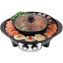 Photo 1 of 2200W 2 In 1 Multifunctional Electric Hot Pot And Grill Combo,Smokeless Split Shabu Shabu BBQ Pot,Dual Temp Easy Clean 110V (Part number: B08HCYYGYF)

