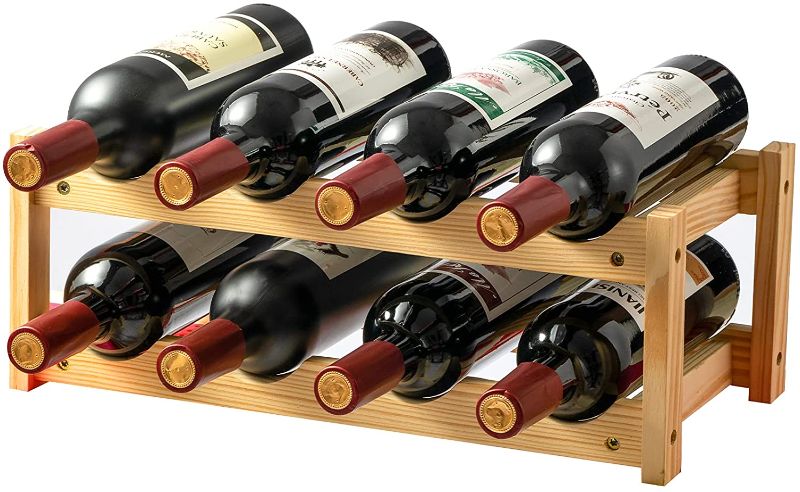 Photo 1 of Callenbach Wine Rack Countertop, Wine Bottle Holder Table Wine Racks Freestanding Floor, Wooden Tabletop 8 Bottles Wine Storage for Wine Cabinet, Home Kitchen, Dining Room, Pantry, Wine Cellar, Bar
