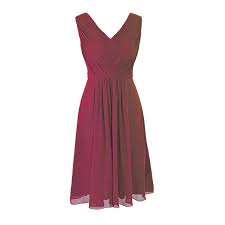 Photo 1 of Faship Womens V-Neck Pleated Bridesmaid Wedding Party Formal Dress - 18,Burgundy
