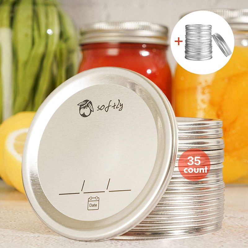 Photo 1 of 35 Count Canning Lids Regular Mouth,70MM Mason Jar Canning Lids, Split-Type seal Canning Jar Lids with Leak Proof Silicone for Mason Jar Lids Regular Mouth?silver ?
