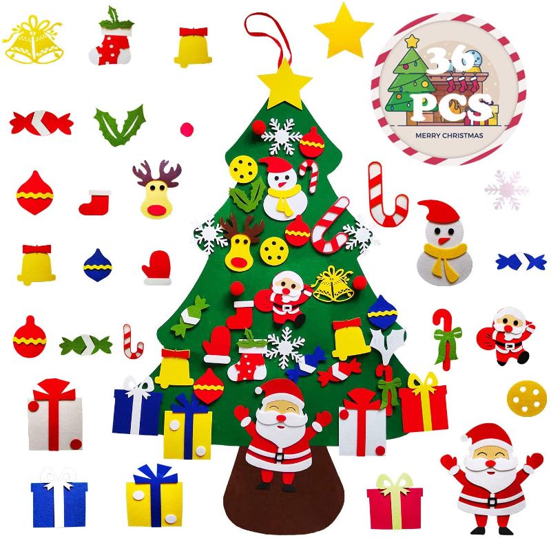 Photo 1 of Aoboco 36Pcs DIY Kids Felt Christmas Tree for Toddlers Kids with Ornaments Xmas Decorations Gifts Party Supplies

