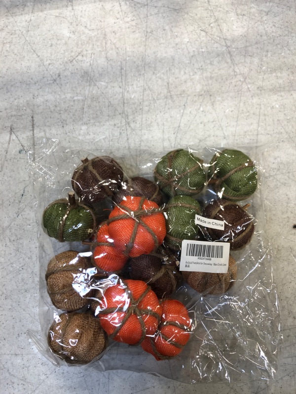 Photo 1 of 2 Inch Fabric Burlap Pumpkins for Decorating - 16PCS Mini Plastic Burlap Pumpkins for Rustic Fall Decor, Artificial Foam Pumpkins Perfect for Halloween Thanksgiving Decoration Fall Wedding
