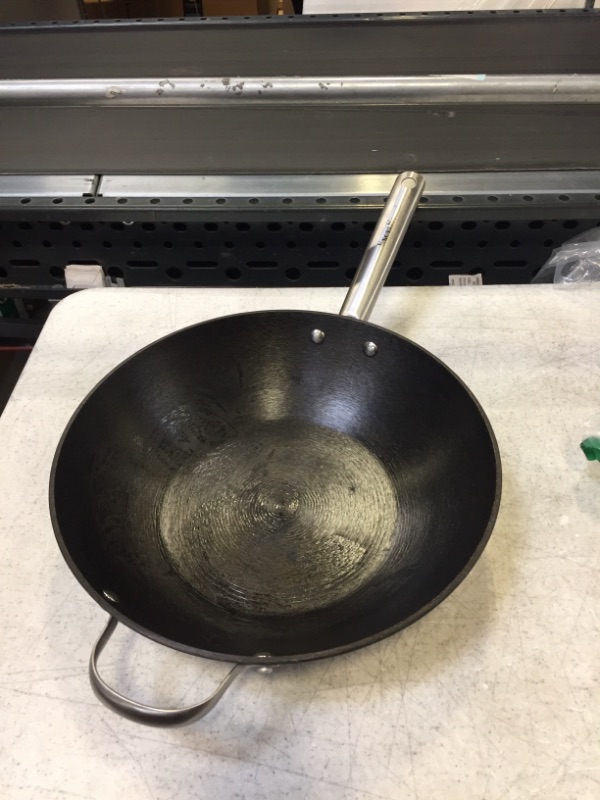 Photo 1 of 13 in. Cast Iron Chinese Wok with Assist Handle
