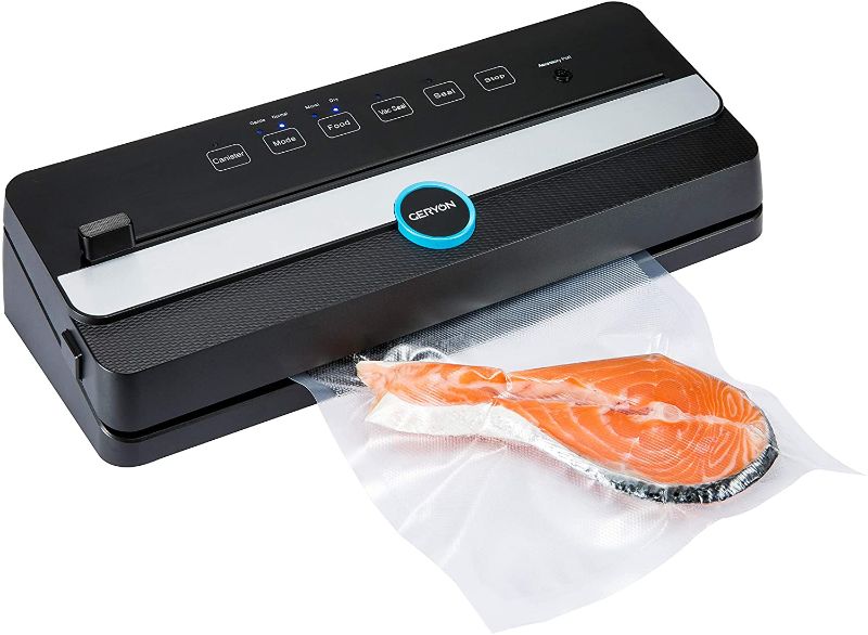 Photo 1 of GERYON Vacuum Sealer, Automatic Food Sealer Machine for Food Vacuum Packaging w/Built-in Cutter|Starter Kit|Led Indicator Lights|Easy to Clean|Dry & Moist Food Modes| Compact Design (Black)
