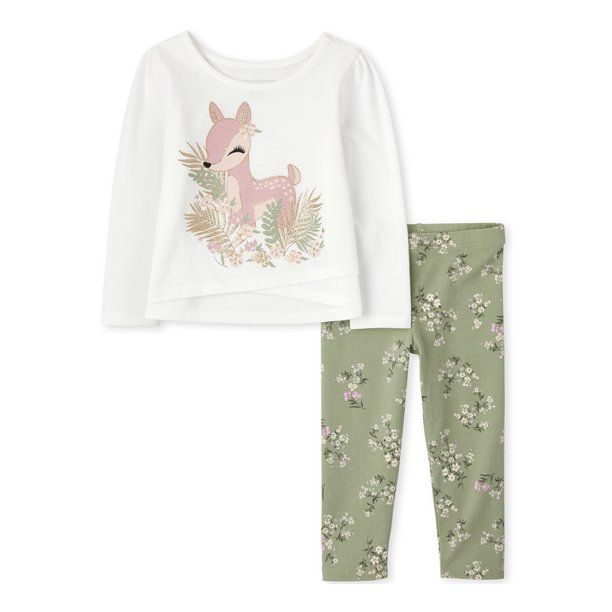 Photo 1 of The Children's Place Baby & Toddler Girls Floral Deer 2-Piece Set
Size: 12-18 Months