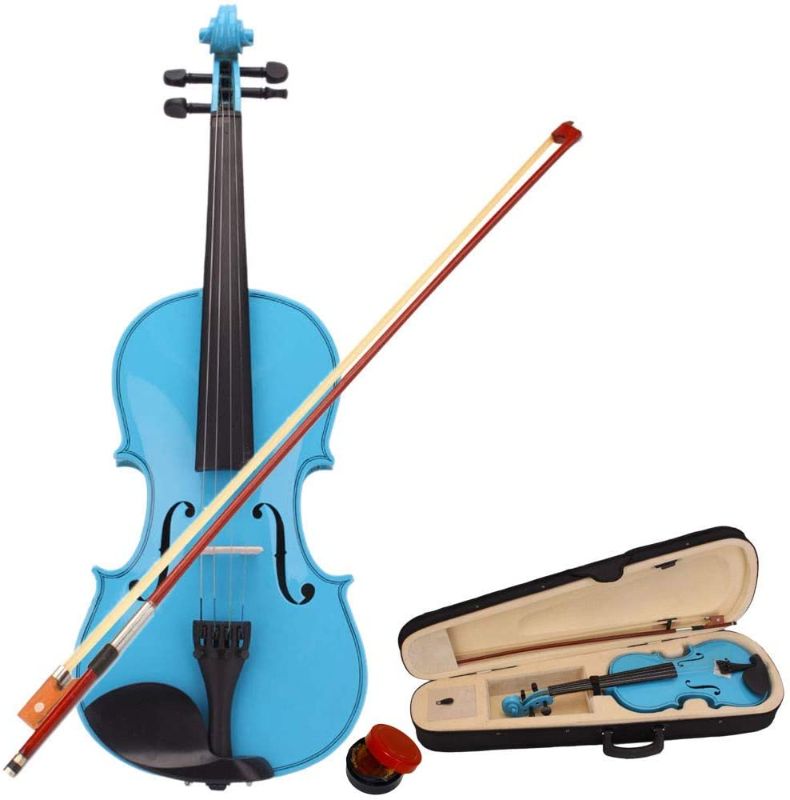 Photo 1 of Acoustic Violin Fiddle Set, Natural Acoustic Wood Violin Fiddle with Case +Bow +Rosin for Beginners and Kids for Gift