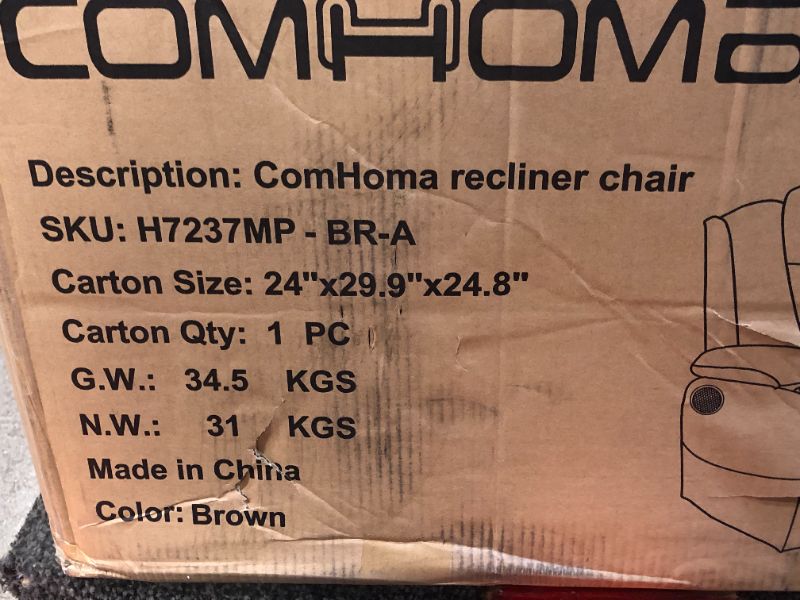 Photo 2 of Comhoma PU Leather Recliner Chair Modern Rocker with Heated Massage Ergonomic Lounge 360 Degree Swivel Single Sofa Seat with Drink Holders Living Room Chair (Brown)---BOX 1 OF 2 