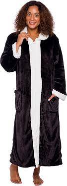 Photo 1 of silver lilly womens robe belished plush long bathrobe sherpa black 2 count 