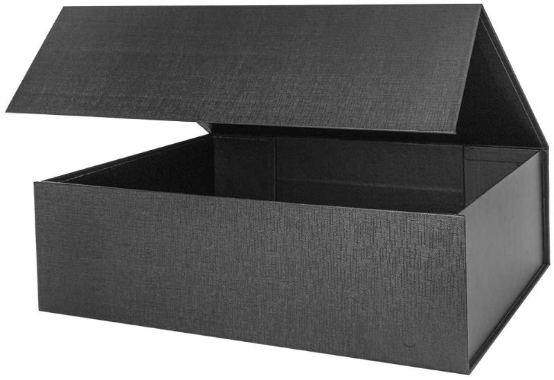 Photo 1 of OBMMIRAO Upgrade 3PCS Black Hard Extra Large Gift Box with Lid,16.5 x13 x5.3 Inch, Magnetic Gift Boxes for Clothes Robe Wedding Dress Sweater and Gifts,Reusable Foldable Bridesmaid Proposal Box--damaged edges 
