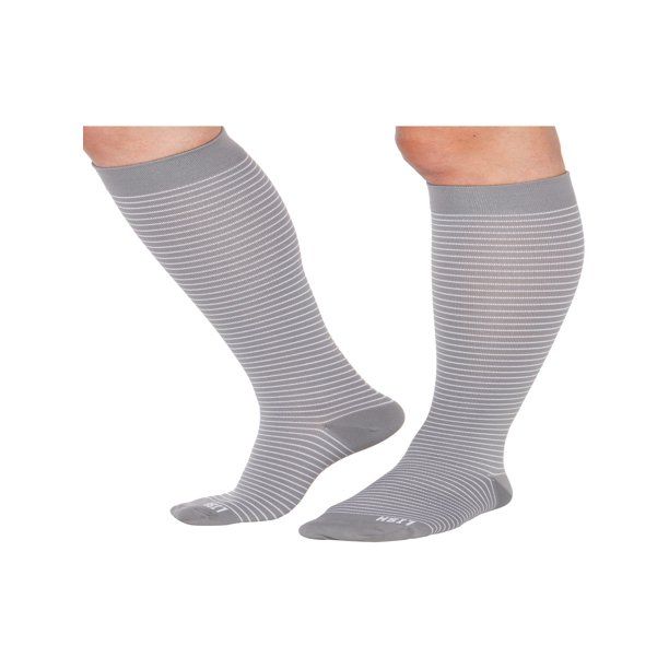Photo 1 of 10x LISH Skinny Stripe Wide Calf Compression Socks - Graduated 15-25 mmHg Knee High Striped Plus Size Support Stockings
Size: S/M