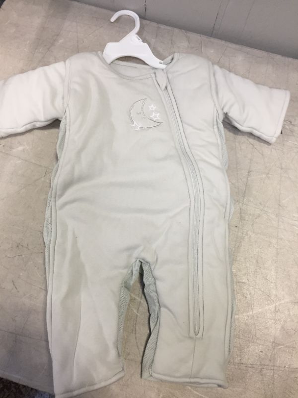 Photo 2 of Baby Brezza 2-in-1 Baby Sleepsuit - Unique Swaddle Transition Sleepsuit - Breathable with Mesh Panels - Converts from Sleepsuit to Sleep Vest, 3-6 Months, Grey
