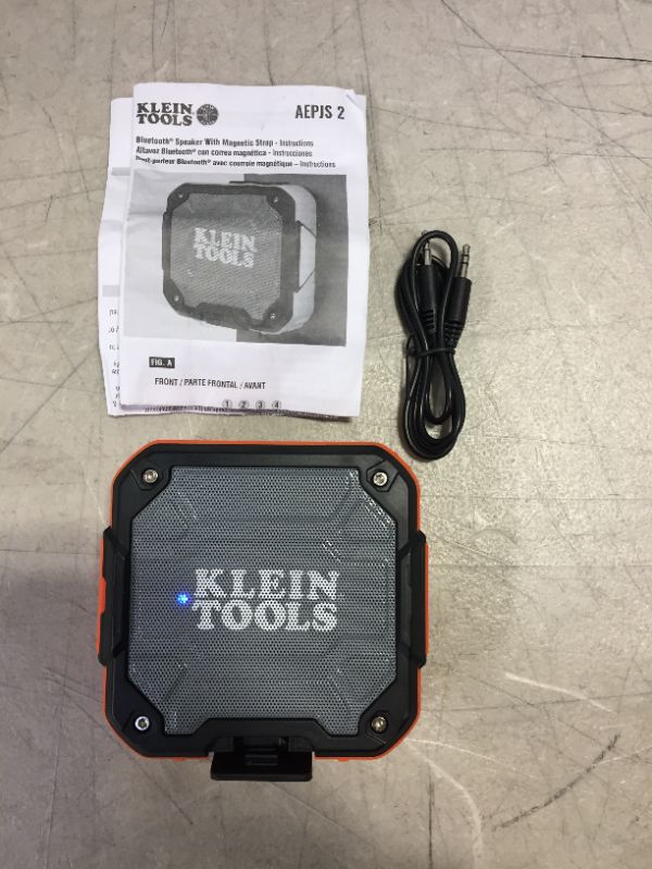 Photo 2 of Klein Tools AEPJS1 Bluetooth Speaker, Wireless Portable Jobsite Speaker Plays Audio and Answers Calls Hands Free, IPX5, Worksite Ready
