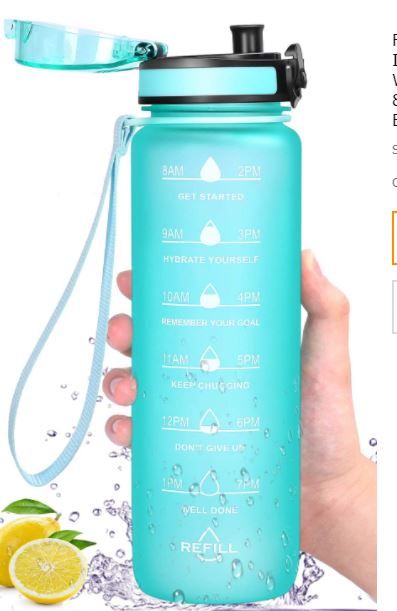 Photo 1 of Favofit Water Bottle with Fruit Infuser, 32 oz Motivational Water Bottle with Time Marker & Cleaning Brush, Reusable & BPA Free Tritan Water Bottle for Sports & Fitness
