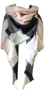 Photo 1 of Wander Agio Womens Warm Long Shawl Winter Wraps Large Scarves Knit Cashmere Feel Plaid Triangle Scarf