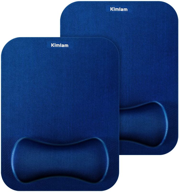 Photo 1 of Kimlam Enlarged Mouse pad 2PACK,Blue,Upgraded Silky Lycra Fabric Coverings,Ergonomic Memory Form Cushion,Wrist Rest,Wrist Supporting Mouse Pads for Office/Home/PC/Laptop/MAC Working and Gaming
