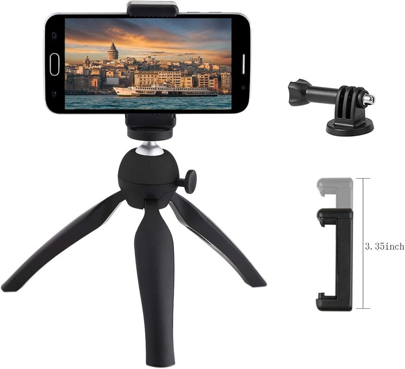 Photo 1 of Mini Tripod,Mini Phone Tripod 360 Rotation Desktop Adjustable Tabletop Stand Mobile Phone Tripod Compatible with iPhone,Smartphone
