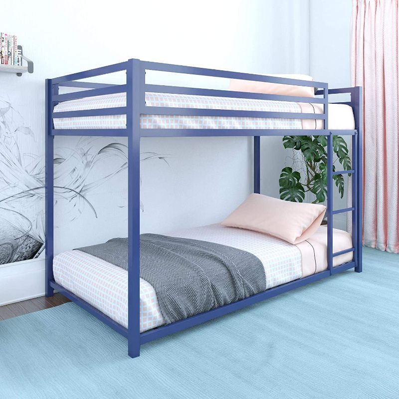 Photo 1 of DHP Miles Metal Bunk Bed, Blue, Twin over Twin
