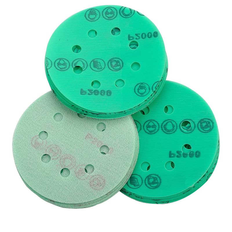 Photo 1 of 5 Inch Sanding Discs Hook and Loop,8 Hole 2000 Grit Wet Dry Waterproof Green Film-Backed Flocking Sand Paper for Random Orbital Sander, Round Sandpaper for Wood, Car, Metal Polishing Finishing,20PCS