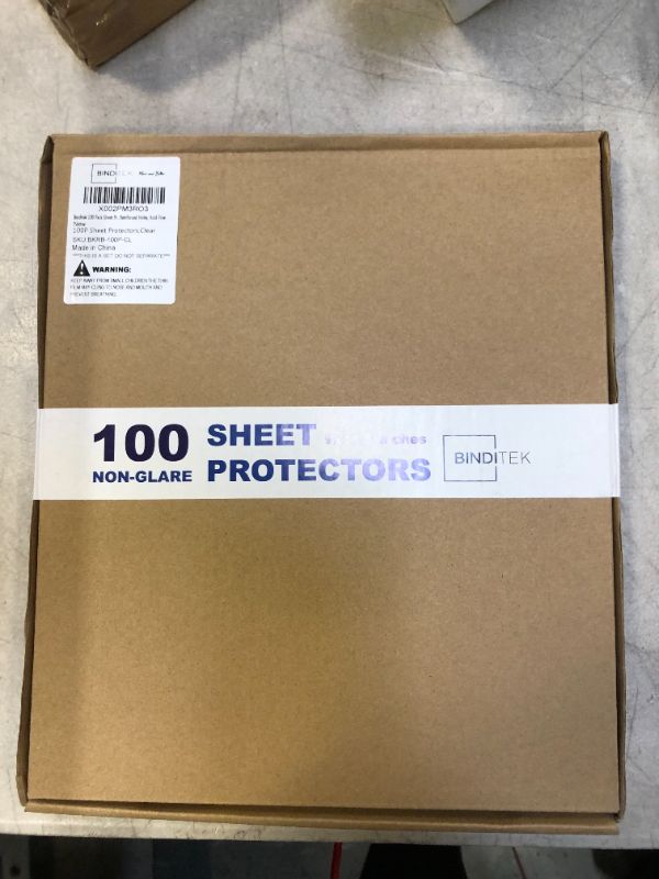 Photo 2 of Binditek 100 Pack Sheet Protectors, Holds 8.5 x 11" Sheets,Non-Glare Page Protectors for 3 Ring Binder, Top Loading Paper Protector,Letter Size,Reinforced Holes, Acid-Free
