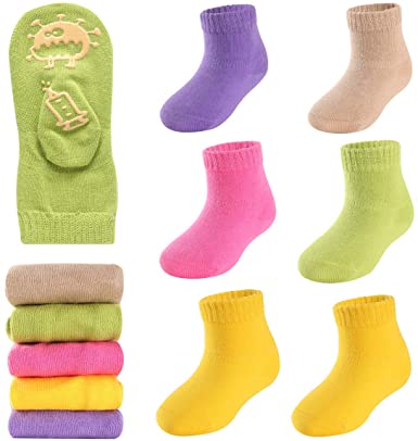Photo 1 of Baby Non Slip Grip Socks,Anti-Skid Non Slip Sticky Grips Socks for Toddler Boy Girl, 6 Pairs Baby Socks SIZE 12-36 MONTHS
