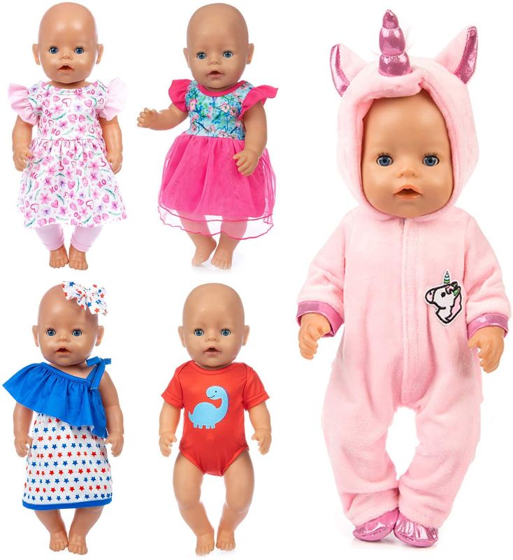 Photo 1 of HOAYO 14-16 Inch Baby Doll Clothes, 8 Pcs Doll Accessories for 43cm New Born Baby Dolls, 15 Inch Bitty Baby Dolls, American 18 Inch Girl Dolls (CLOTHES ONLY--BABYDOLL NOT APART OF SET)
