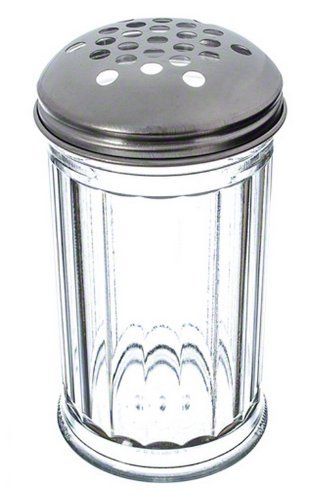 Photo 1 of American Metalcraft GLA319 12 oz Glass Cheese Shaker w/Extra Large Holes Lid - 6 PCS 
