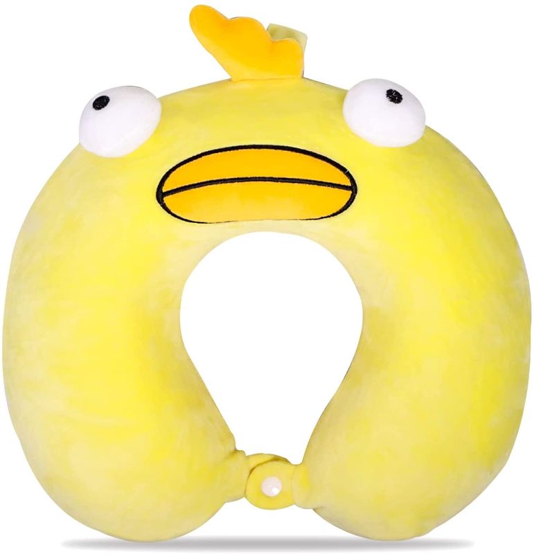 Photo 1 of Yellow Duck Kids Travel Pillow, Cute Soft Children Neck Pillow, Memory Foam U-Shaped Pillows with Washable Cover, Removable Head Chin Support Pillow, for Adults Boys Girls Airplane Car Flight
