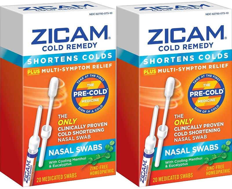 Photo 1 of Zicam Cold Remedy Nasal Swabs with Cooling Menthol & Eucalyptus, 20 Count (Pack of 2)
exp - 9 - 2022 