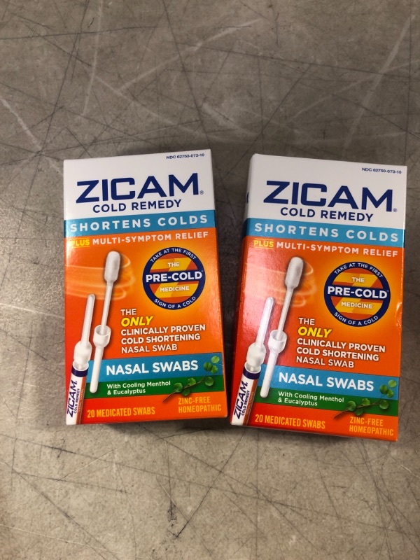 Photo 2 of Zicam Cold Remedy Nasal Swabs with Cooling Menthol & Eucalyptus, 20 Count (Pack of 2)
exp - 9 - 2022 