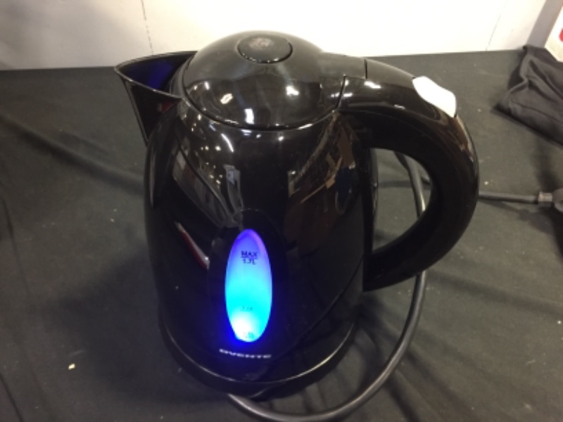 Photo 2 of Ovente Electric Kettle 1.7 Liter Hot Water Boiler LED Light 1100 Watt BPA-Free Portable Tea Maker Fast Heating Element with Auto Shut-Off and Boil Dry Protection, Brew Coffee & Beverage, Black KP72B

