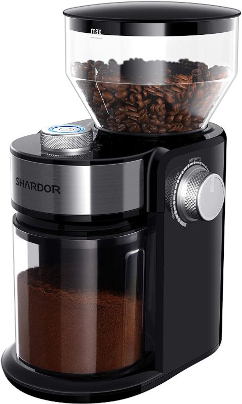 Photo 1 of SHARDOR Electric Burr Coffee Grinder 2.0, Adjustable Burr Mill with 16 Precise Grind Setting for 2-14 Cup, Black