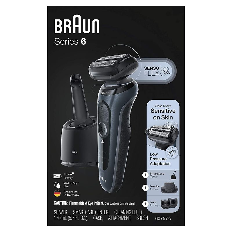 Photo 1 of Braun Electric Razor for Men SensoFlex with Beard Trimmer, Rechargeable, Wet & Dry Foil Shaver with 4-in-1 SmartCare Center and Travel Case, Black
