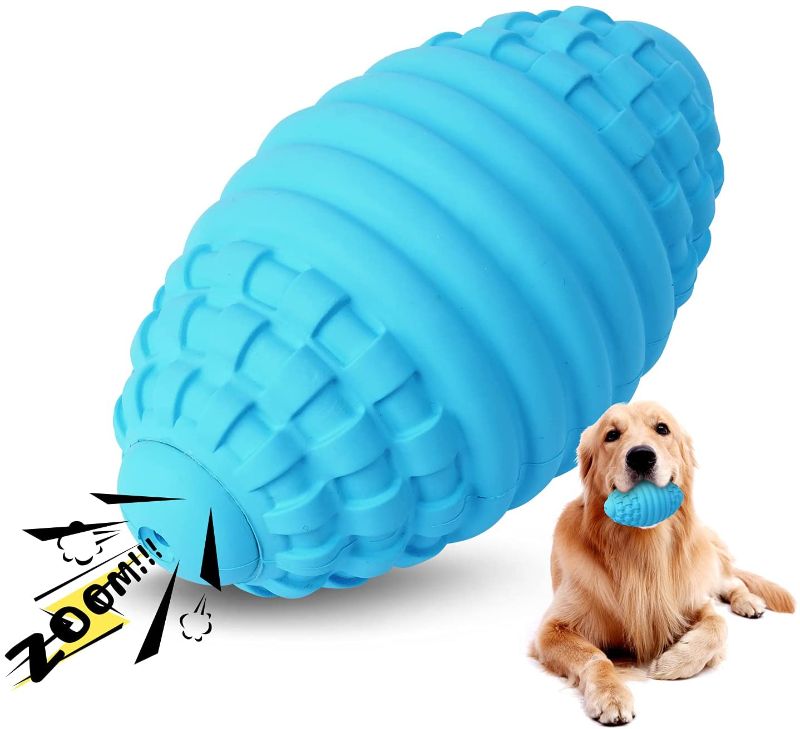 Photo 1 of Dog Chew Toys for Aggressive Chewers,Squeaky Dog Toys Almost Indestructible Rubber Dog Toys Ball for Medium and Large Breed(Blue)
