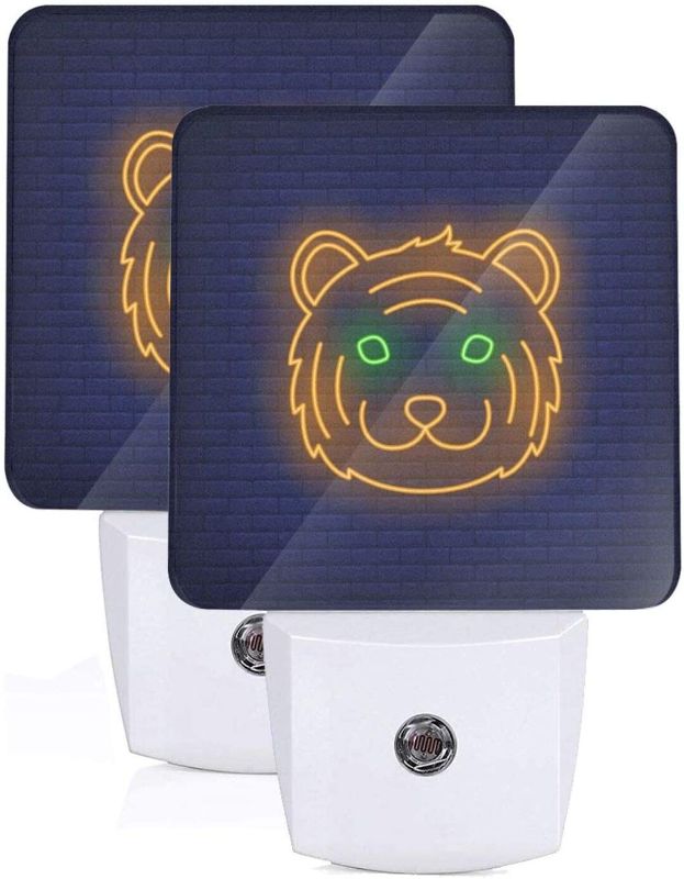 Photo 1 of 2 Pack Plug-in Led Night Light Lamp Tiger Face Neon Sign Print with Dusk to Dawn Auto Motion Senor for Reading Bathroom Bedroom Nursery Decorative
