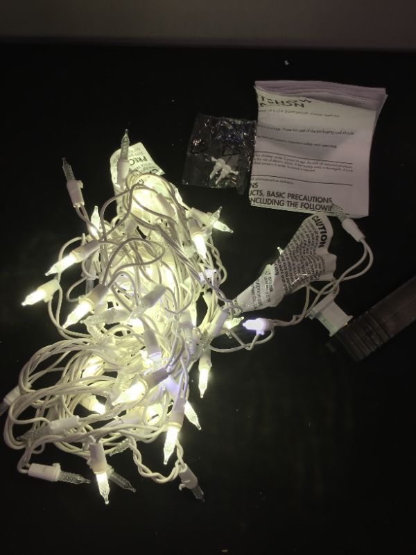 Photo 2 of 23.5 in. High x 84 in. Wide 70-Light White Christmas LuxeSparkle Icicle Light String Diamond White