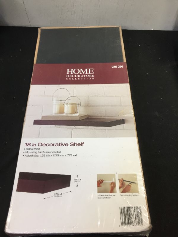 Photo 3 of 17.7 in. L x 7.75 in. W Slim Floating Black Shelf ***FACTORY SEALED***
