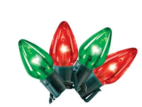 Photo 1 of 16 ft. 25-Light Smooth LED C9 Super Bright Steady-Lit Red and Green Lights Christmas String Lights
