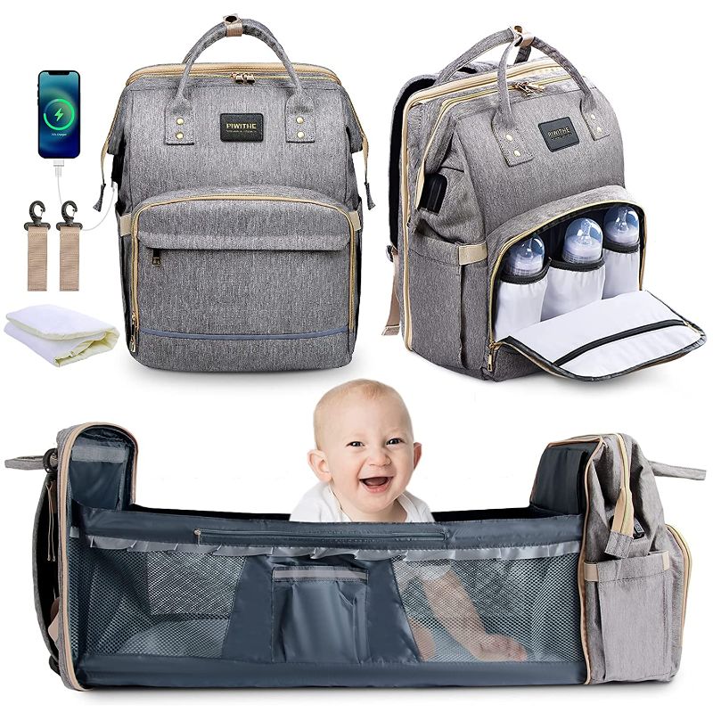 Photo 1 of Diaper Bag with Changing Station Baby Bag with Foldable Crib Baby Bassinet Travel Bag Backpack
