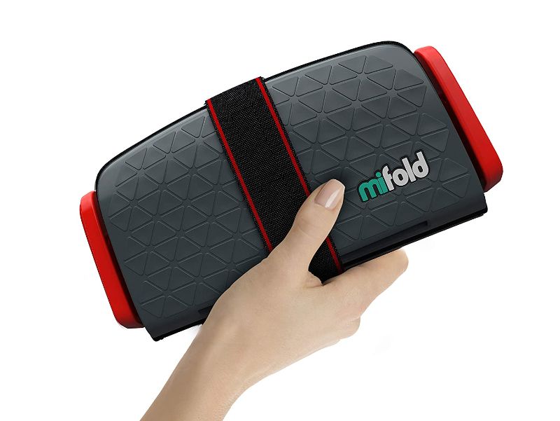 Photo 1 of mifold Original grab-and-go Car Booster Seat, Slate Gray, Compact and Portable Booster for Travel, Carpooling and More, Foldable Child Booster Seat Fits into Glove Box and Backpack, Slate Grey
