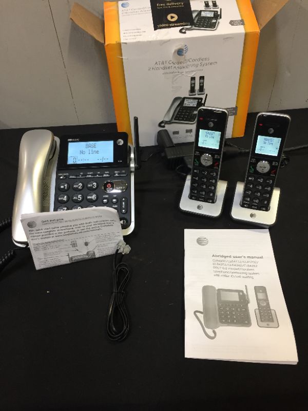 Photo 2 of AT&T 2 Handset Corded/Cordless Answering System with Caller ID/Call Waiting (CL84202)